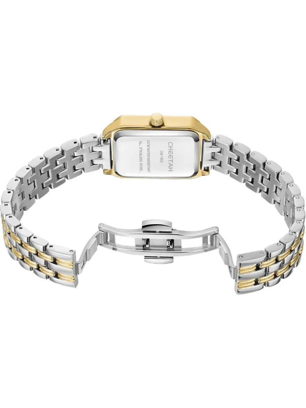 Dainty Gold-Tone Cheetah Watch for Women, Retro Rectangular Case, Stainless